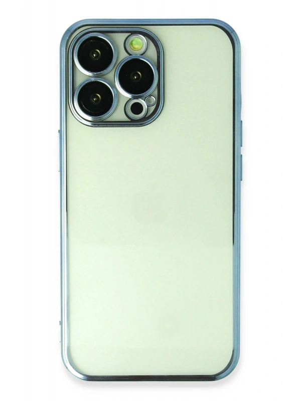 Newface Apple iPhone 13 Pro Max Kılıf Razer Lensli Silikon - Açık Mavi