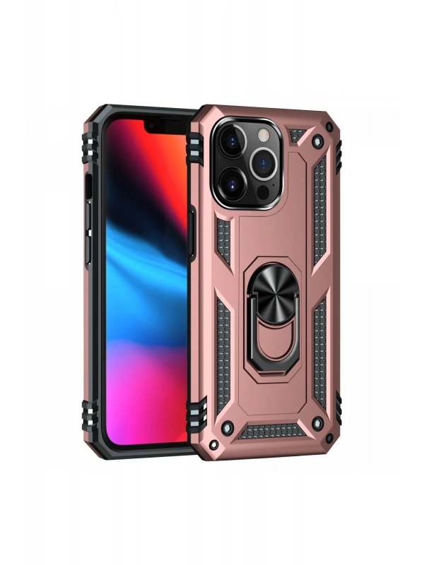 Newface Apple iPhone 13 Pro Max Kılıf Sofya Yüzüklü Silikon Kapak - Rose