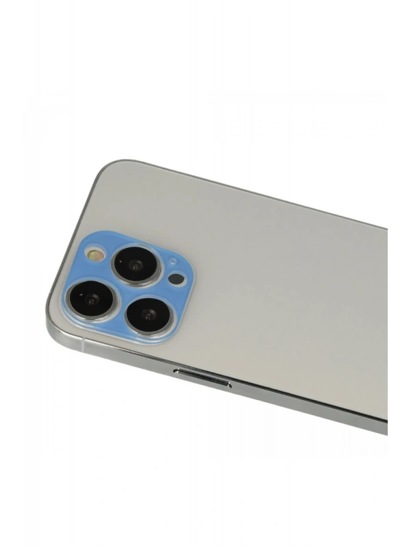 Newface Apple iPhone 13 Pro Max Rainbow Kamera Lens Koruma Cam - Mavi