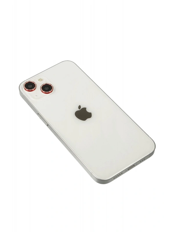 Newface Apple iPhone 14 Diamond Kamera Lens - Kırmızı