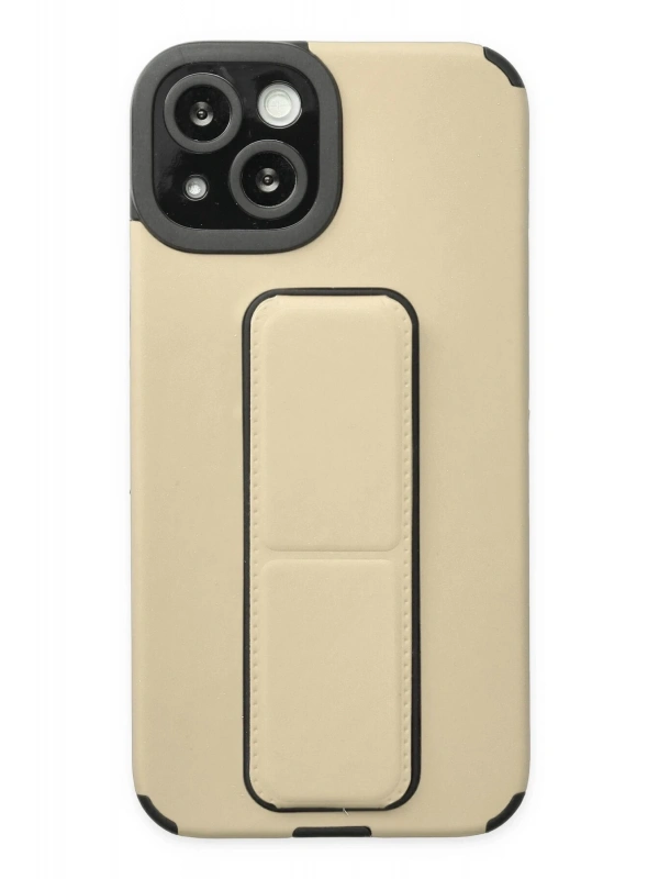 Newface Apple iPhone 14 Plus Kılıf Mega Standlı Silikon - Gold