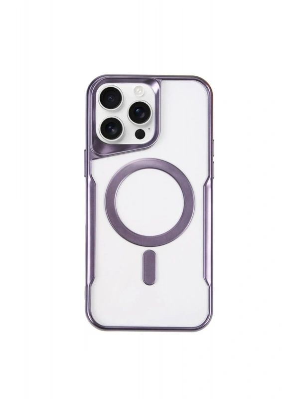 Newface Apple iPhone 14 Pro Kılıf Boyi Magsafe Silikon Kapak - Derin Mor