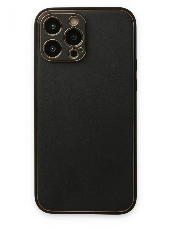 Newface Apple iPhone 14 Pro Kılıf Coco Deri Silikon Kapak - Siyah