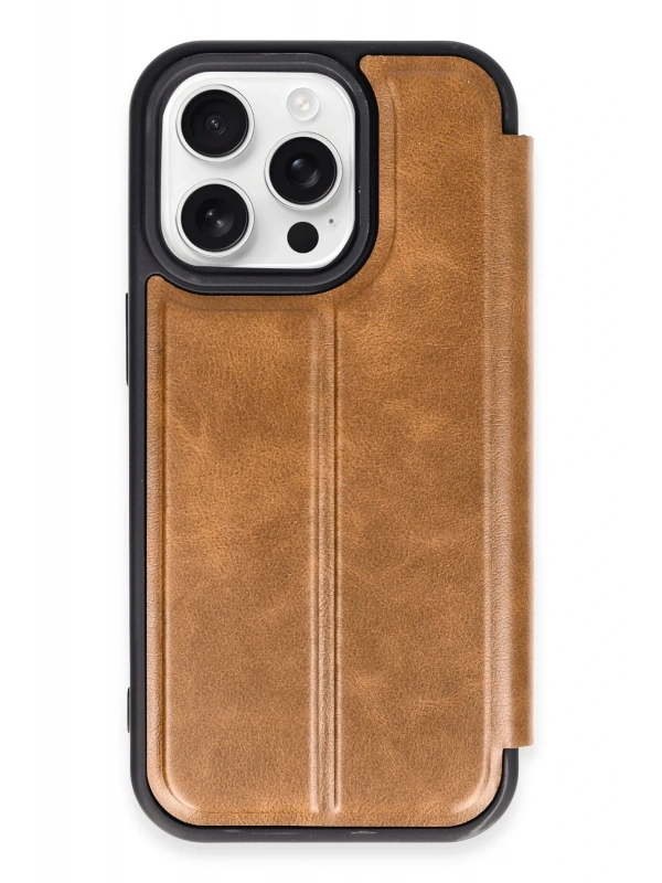 Newface Apple iPhone 14 Pro Kılıf Flip Cover - Taba