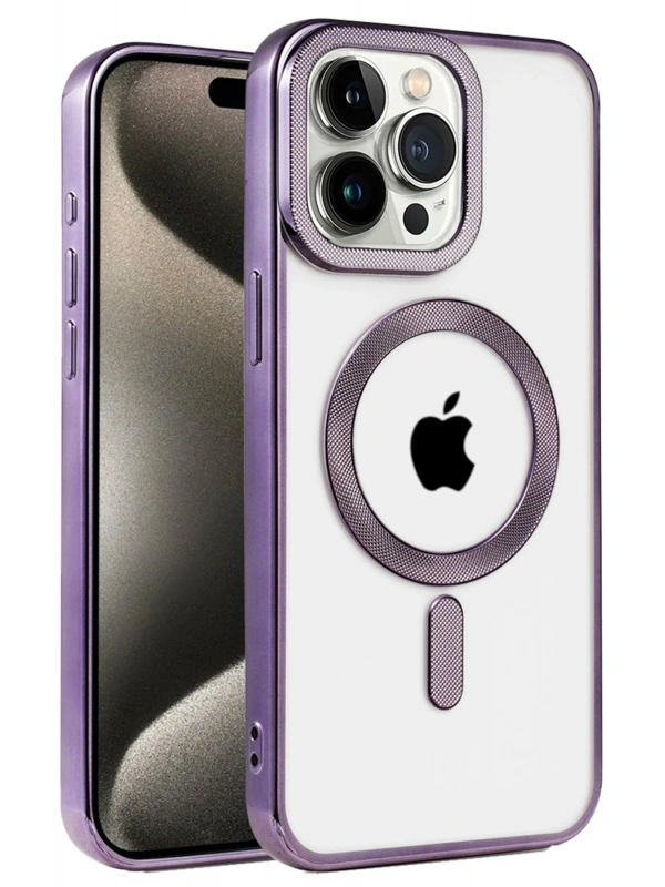 Newface Apple iPhone 14 Pro Kılıf Kronos Magsafe Kapak - Derin Mor