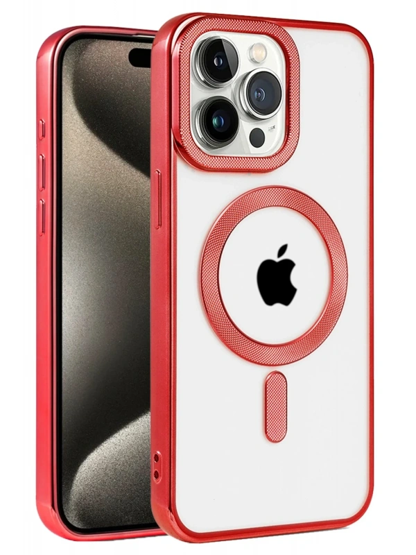 Newface Apple iPhone 14 Pro Kılıf Kronos Magsafe Kapak - Kırmızı