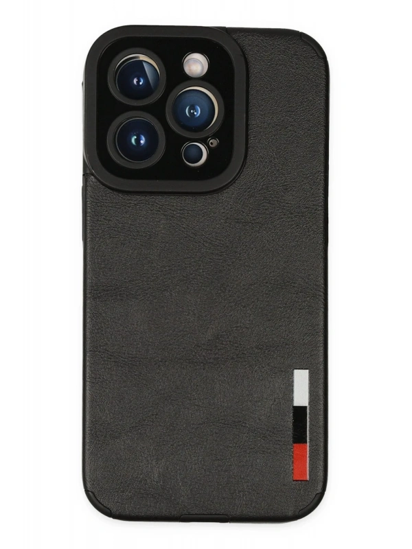 Newface Apple iPhone 14 Pro Kılıf Loop Deri Silikon - Siyah
