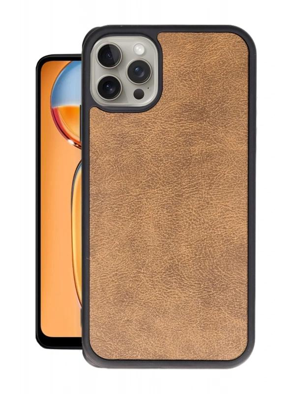 Newface Apple iPhone 14 Pro Max Kılıf Aras Deri Kapak - Taba