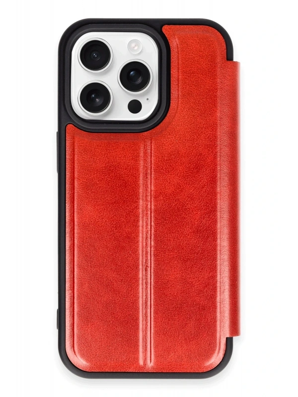 Newface Apple iPhone 14 Pro Max Kılıf Flip Cover - Kırmızı