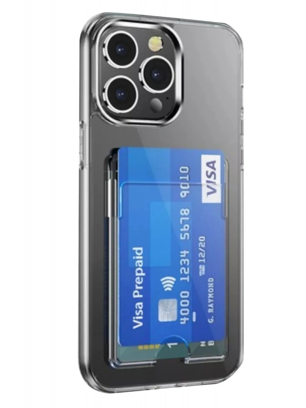 Newface Apple iPhone 14 Pro Max Kılıf Kart Şeffaf Silikon - Şeffaf
