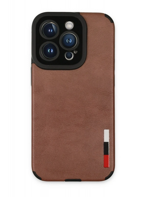 Newface Apple iPhone 14 Pro Max Kılıf Loop Deri Silikon - Kahverengi