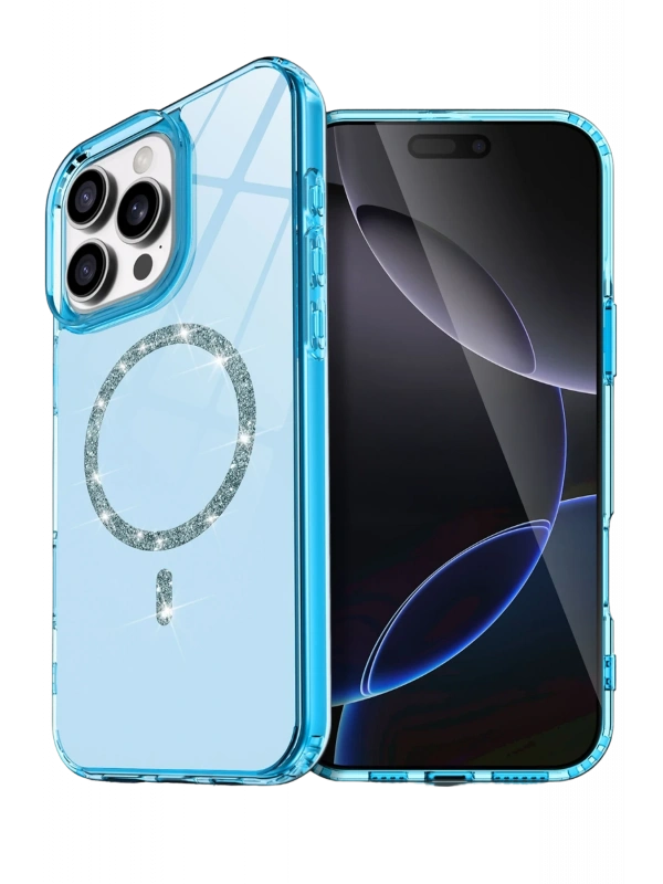 Newface Apple iPhone 14 Pro Max Live Diamond Magsafe Kapak - Mavi