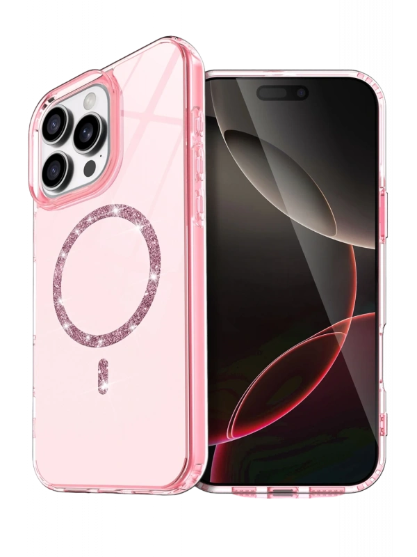 Newface Apple iPhone 14 Pro Max Live Diamond Magsafe Kapak - Pembe