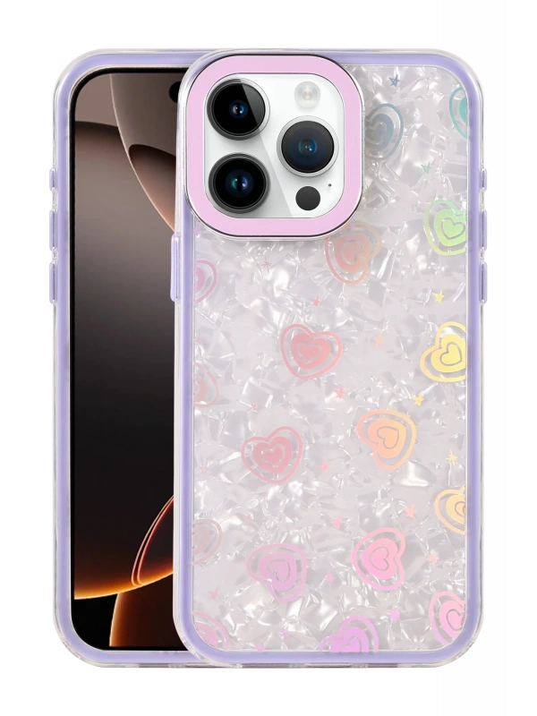 Newface Apple iPhone 14 Pro Max Lumi Desenli Kapak - Mor