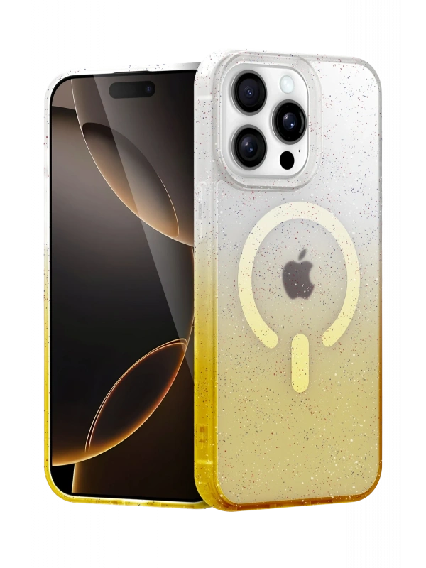Newface Apple iPhone 14 Pro Max Pummel Shiny Magsafe Kapak - Gold