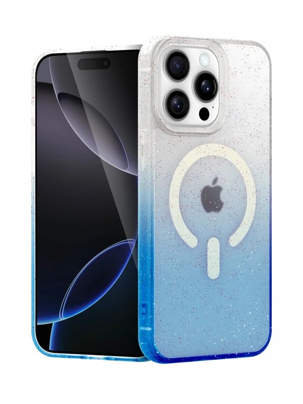 Newface Apple iPhone 14 Pro Max Pummel Shiny Magsafe Kapak - Mavi