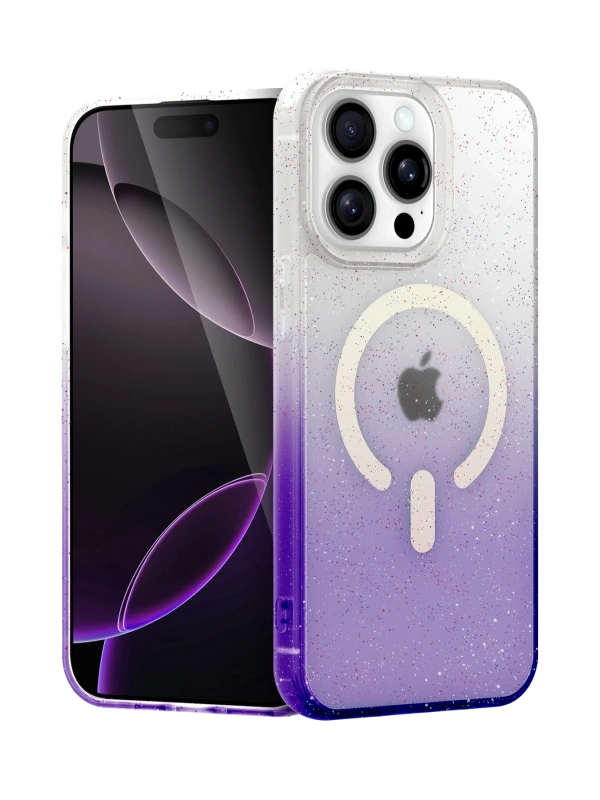 Newface Apple iPhone 14 Pro Max Pummel Shiny Magsafe Kapak - Mor