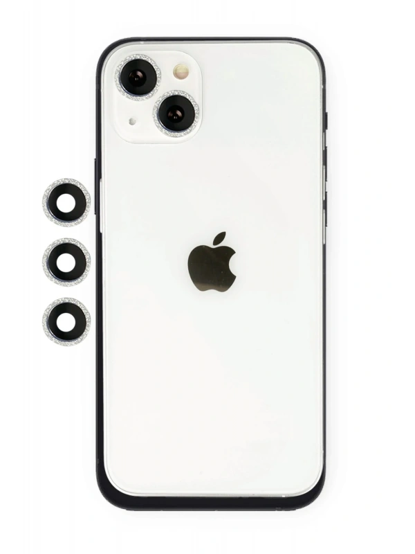 Newface Apple iPhone 14 Shine Kamera Lens - Gümüş