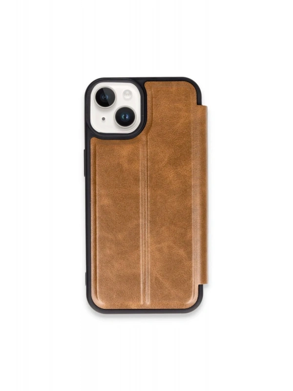 Newface Apple iPhone 15 Kılıf Flip Cover - Taba