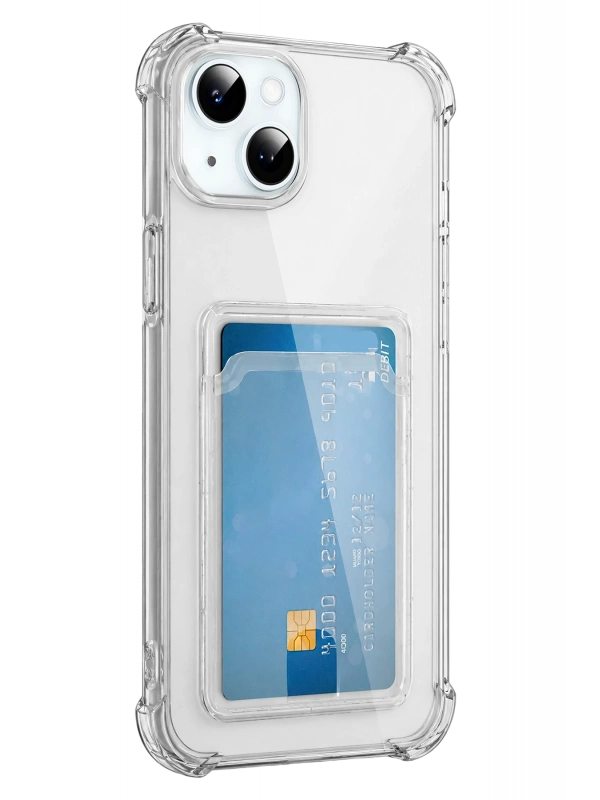 Newface Apple iPhone 15 Kılıf Kart Şeffaf Silikon - Şeffaf