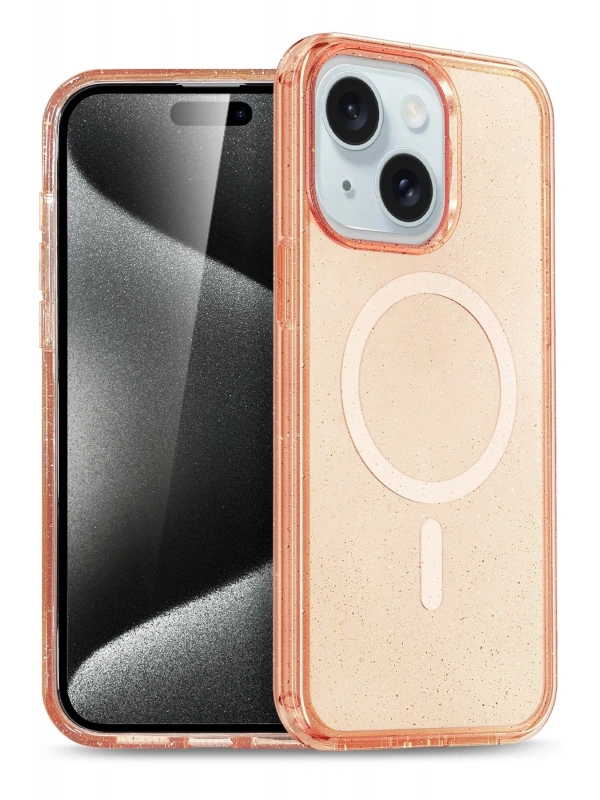Newface Apple iPhone 15 Plus Kılıf Star Magsafe Kapak - Turuncu