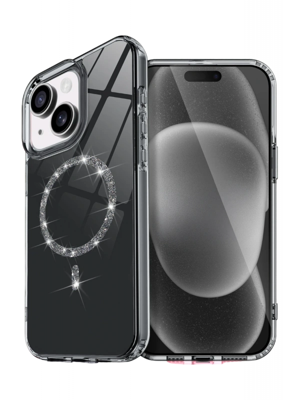 Newface Apple iPhone 15 Plus Live Diamond Magsafe Kapak - Siyah