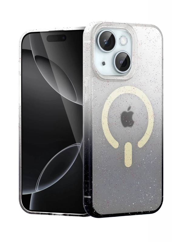 Newface Apple iPhone 15 Plus Pummel Shiny Magsafe Kapak - Siyah