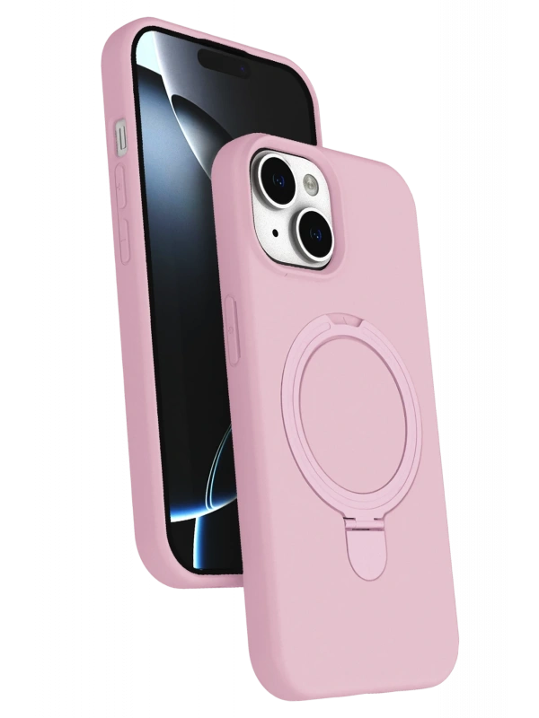 Newface Apple iPhone 15 Plus Regal Magsafe Standlı Kapak - Açık Pembe