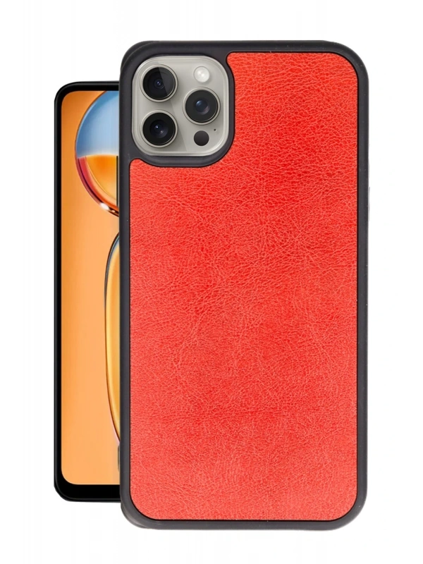 Newface Apple iPhone 15 Pro Kılıf Aras Deri Kapak - Kırmızı