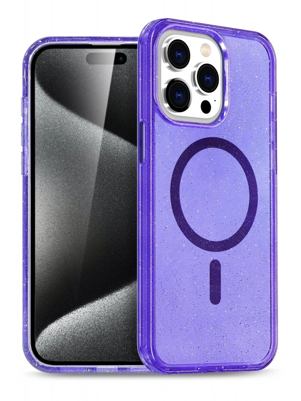 Newface Apple iPhone 15 Pro Kılıf Star Magsafe Kapak - Mor