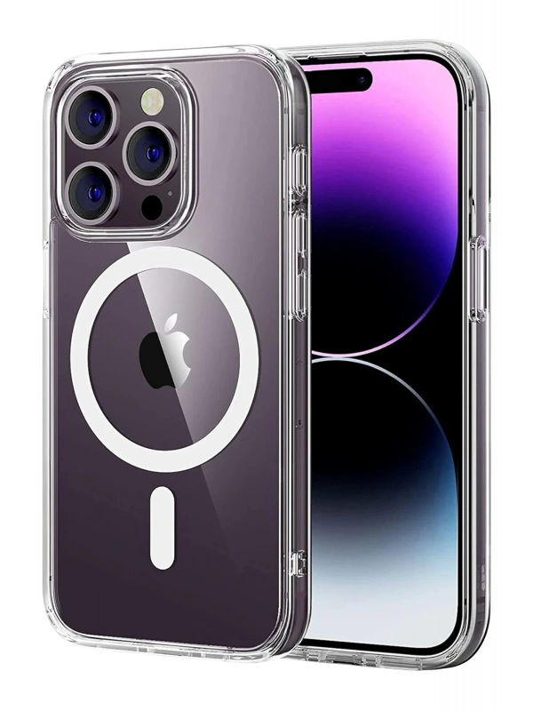 Newface Apple iPhone 15 Pro Max Combo Sert Şeffaf Magsafe Kapak - Şeffaf