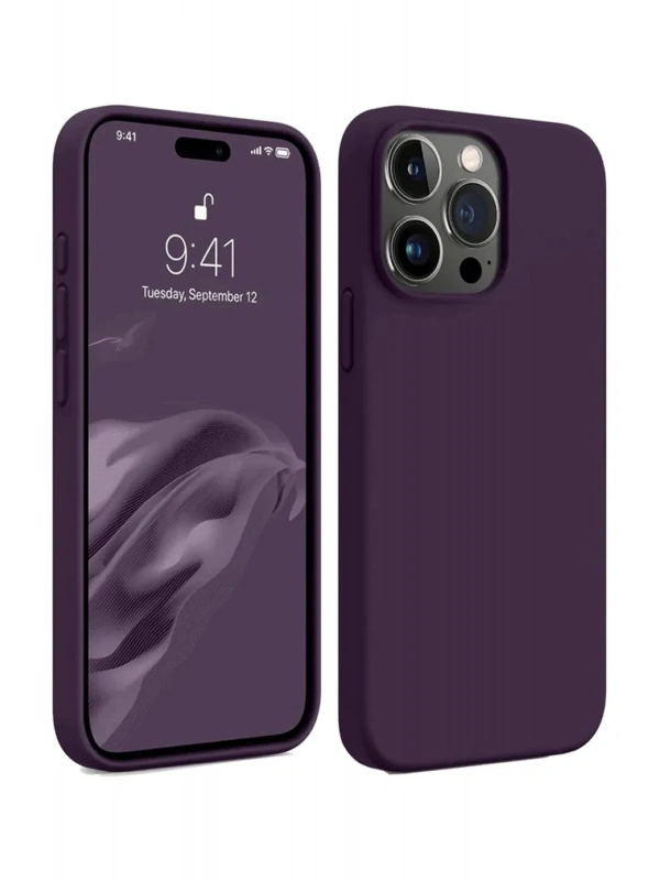 Newface Apple iPhone 15 Pro Max Kılıf First Silikon - Mürdüm