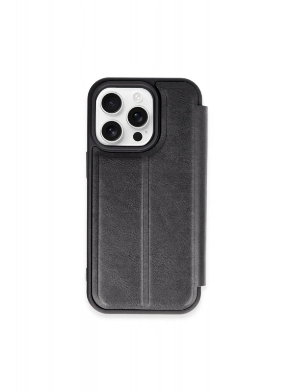 Newface Apple iPhone 15 Pro Max Kılıf Flip Cover - Siyah