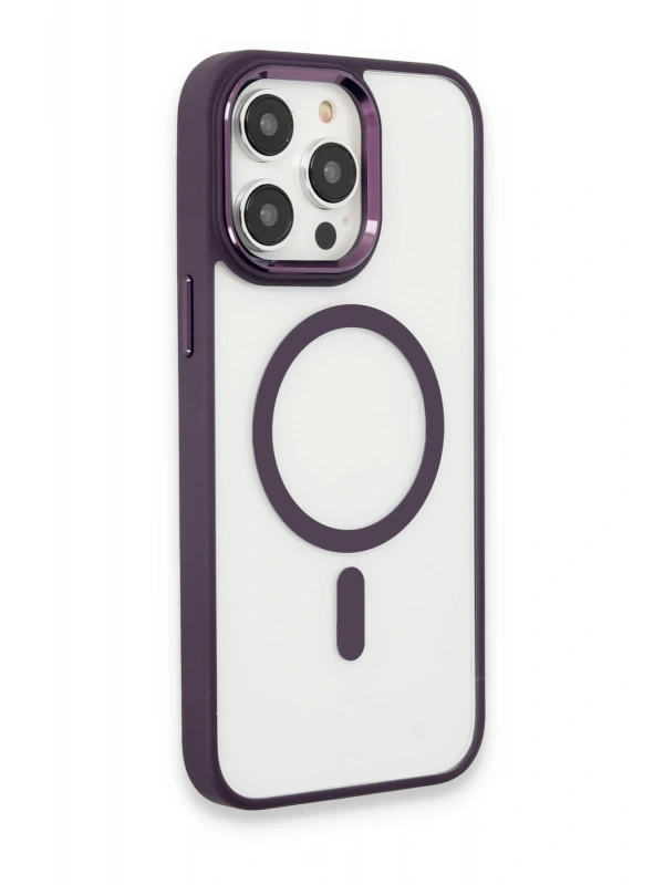Newface Apple iPhone 15 Pro Max Kılıf Room Magneticsafe Silikon - Derin Mor