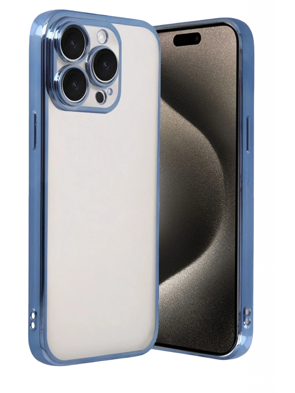 Newface Apple iPhone 15 Pro Max Razer Lensli Silikon - Açık Mavi