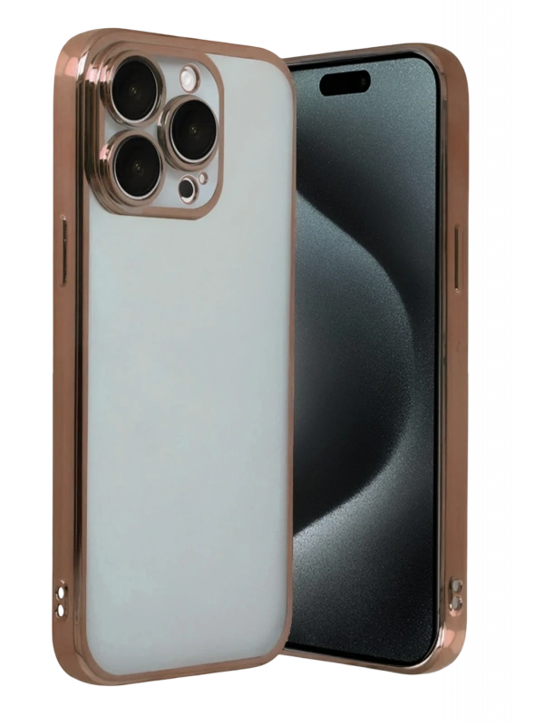 Newface Apple iPhone 15 Pro Max Razer Lensli Silikon - Çöl Titanyum