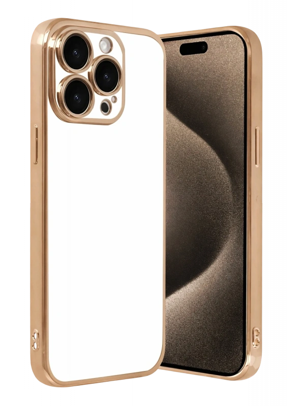 Newface Apple iPhone 15 Pro Max Razer Lensli Silikon - Gold