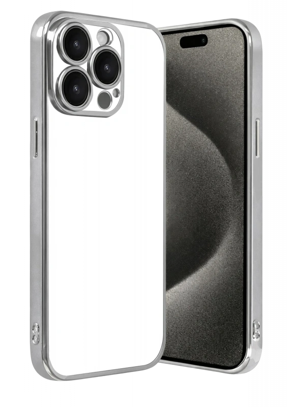 Newface Apple iPhone 15 Pro Max Razer Lensli Silikon - Gümüş