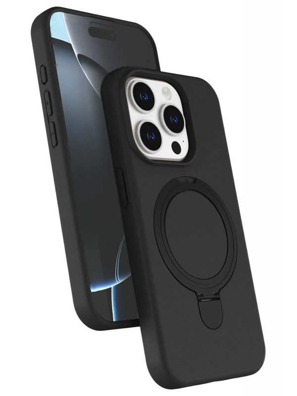 Newface Apple iPhone 15 Pro Max Regal Magsafe Standlı Kapak - Siyah
