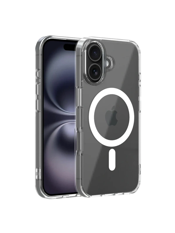 Newface Apple iPhone 16 Combo Sert Şeffaf Magsafe Kapak - Şeffaf