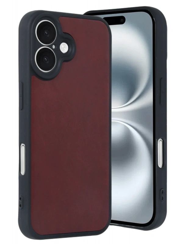 Newface Apple iPhone 16 Kılıf Aras Deri Kapak - Bordo