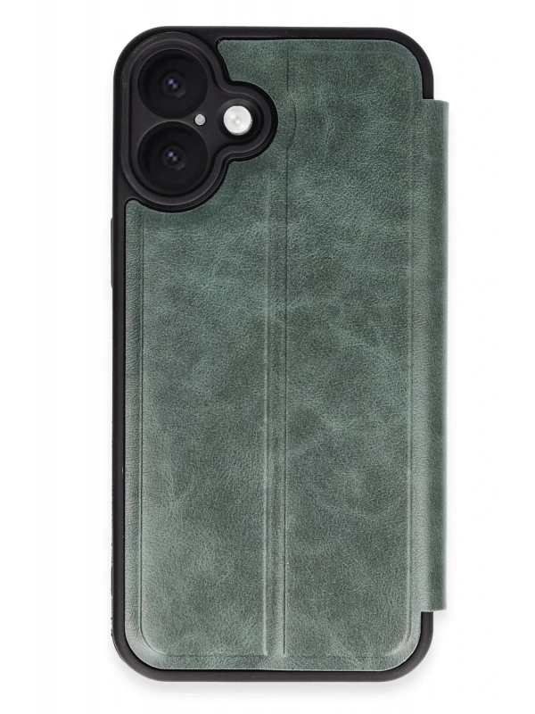 Newface Apple iPhone 16 Kılıf Flip Cover - Koyu Yeşil