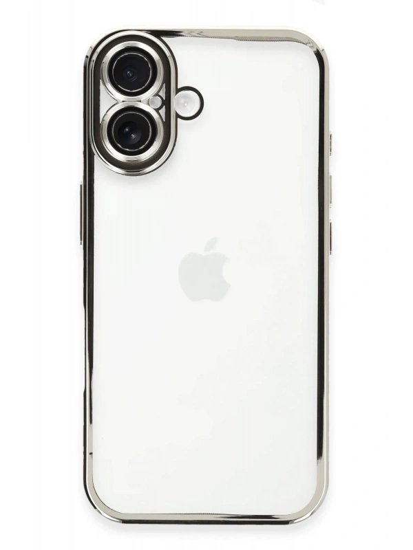Newface Apple iPhone 16 Kılıf Razer Lensli Silikon - Gümüş