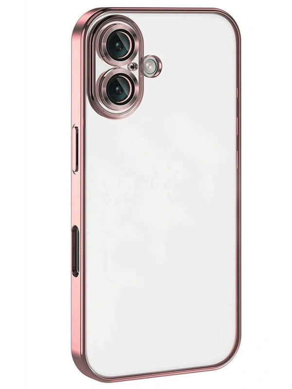 Newface Apple iPhone 16 Kılıf Razer Lensli Silikon - Pembe
