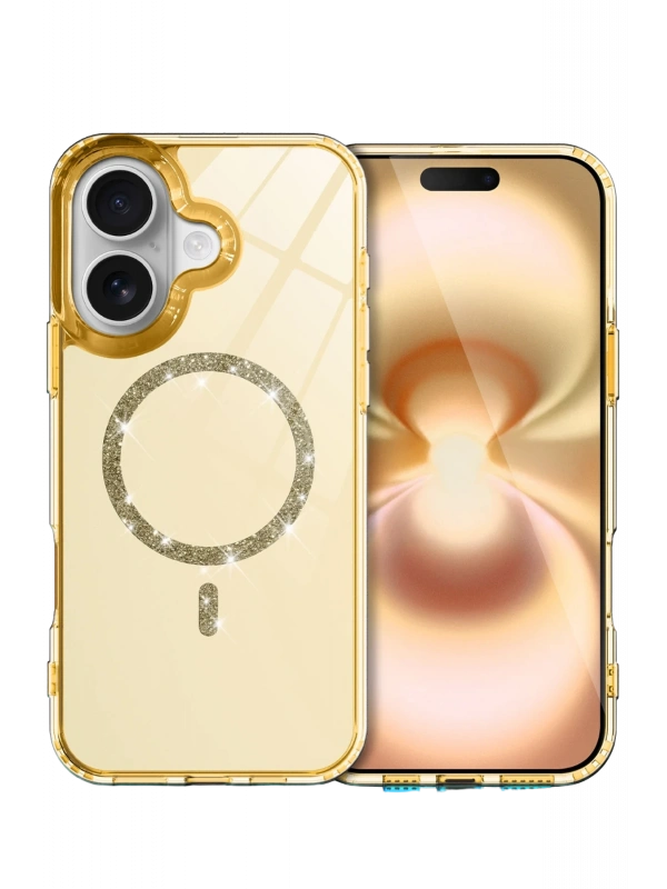 Newface Apple iPhone 16 Live Diamond Magsafe Kapak - Sarı