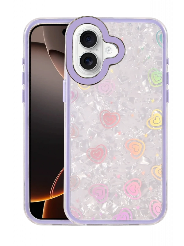 Newface Apple iPhone 16 Lumi Desenli Kapak - Mor