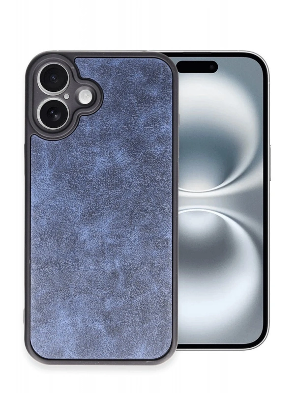 Newface Apple iPhone 16 Plus Kılıf Aras Deri Kapak - Lacivert