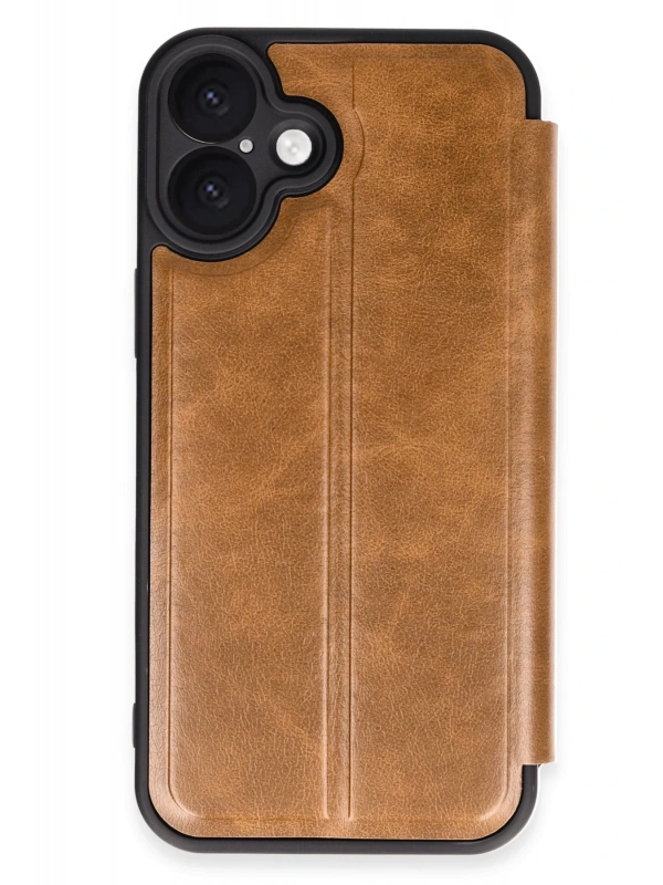 Newface Apple iPhone 16 Plus Kılıf Flip Cover - Taba