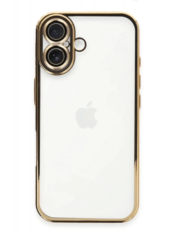 Newface Apple iPhone 16 Plus Kılıf Razer Lensli Silikon - Gold