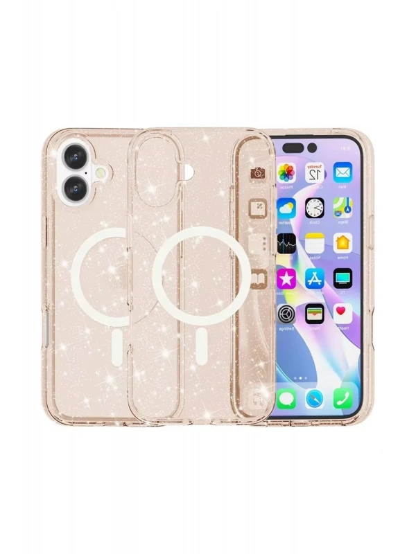 Newface Apple iPhone 16 Plus Kılıf Star Magsafe Kapak - Turuncu